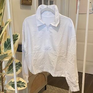 White Collared Quarter Zip Pullover